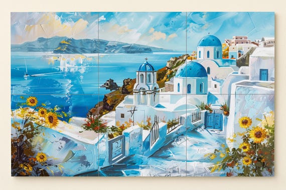 Mural de cerámica de Santorini — vista 3