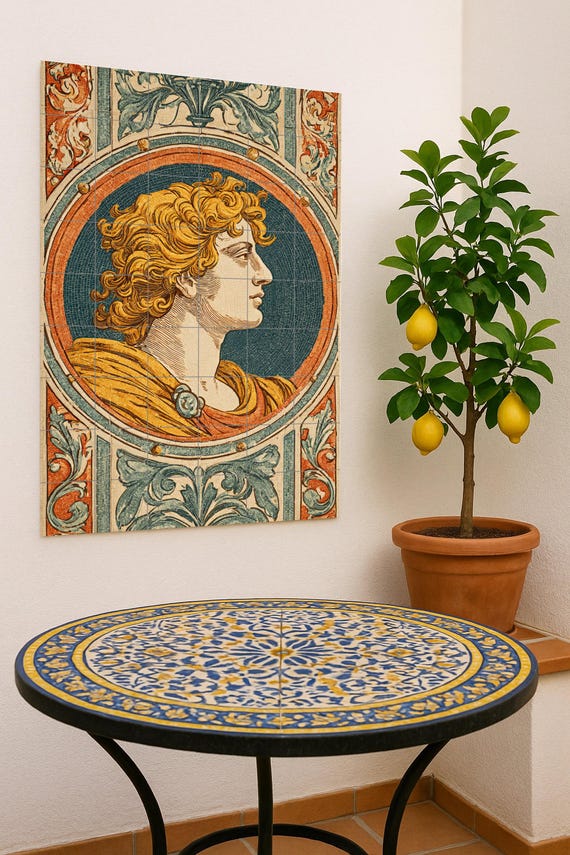 Mural cerámico de perfil aureliano — vista 2