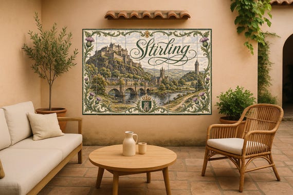 Mural de azulejos de cerámica de Stirling, Escocia, arte mural de castillos e… — vista 3
