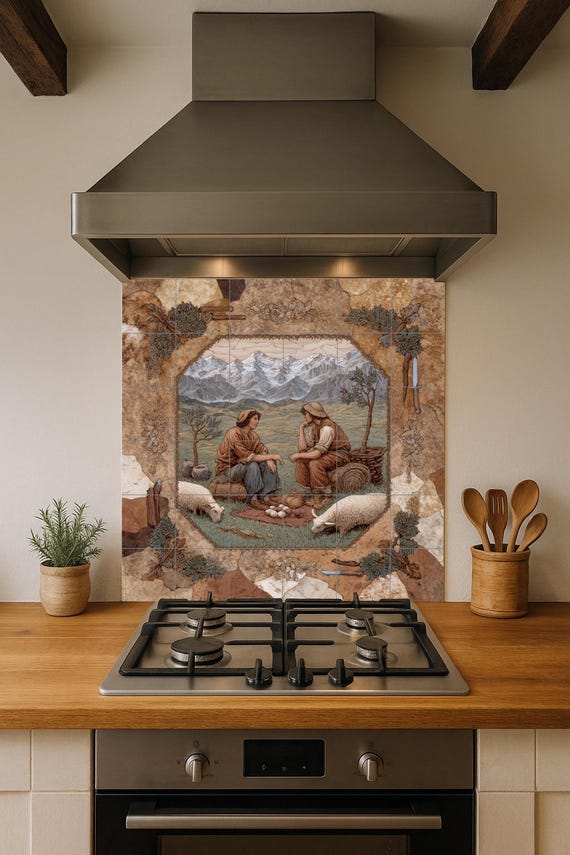 Mural de azulejos de pastores alpinos — vista 3