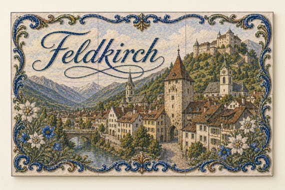 Mural de azulejos de cerámica de Feldkirch, Austria — vista 4
