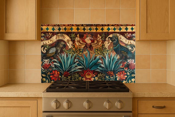 Mural de azulejos populares mexicanos — vista 3
