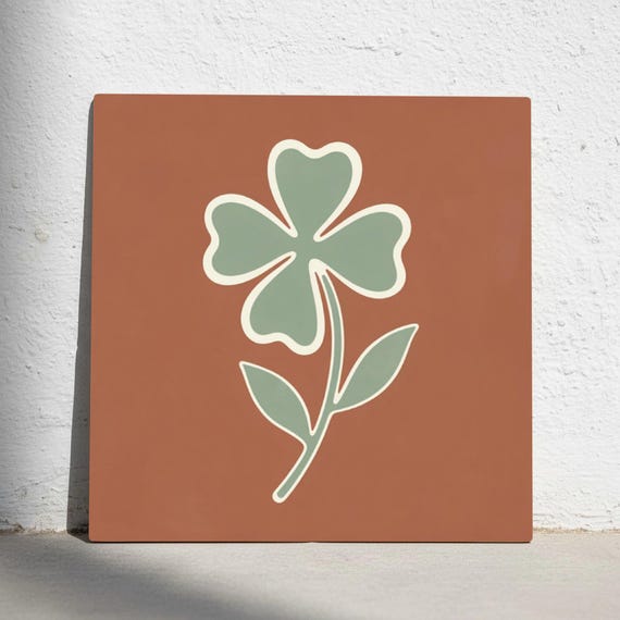 Clover Flower minimalista — Azulejo decorativo de Cerámicas La Noria