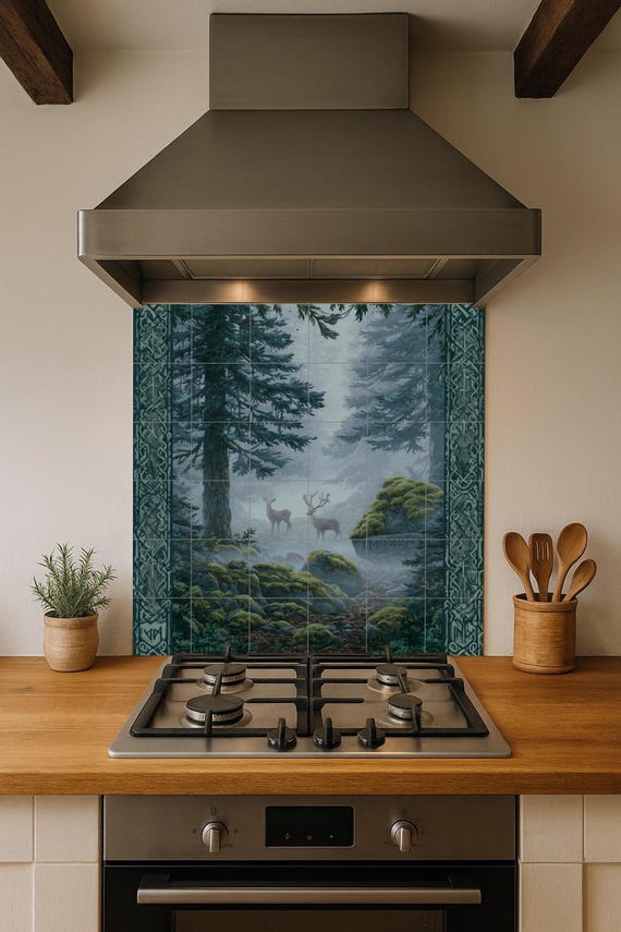 Mural de azulejos de bosque nórdico — vista 4