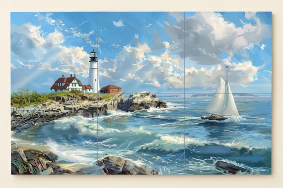 Mural de azulejos con faro náutico — vista 3