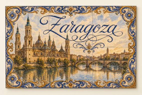 Mural de azulejos de cerámica de la Basílica del Pilar de Zaragoza, decoració… — vista 3