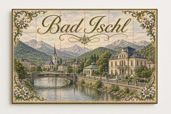Mural de azulejos de cerámica de Bad Ischl, Austria — vista 4