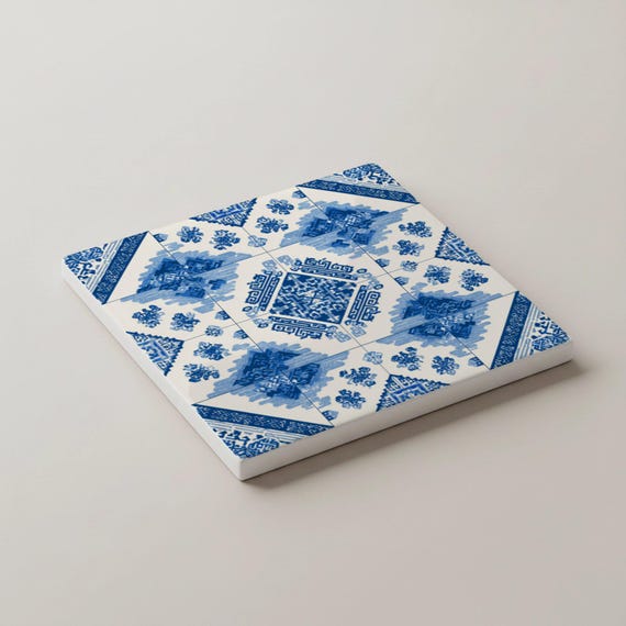 Azulejos japoneses / Posavasos del Monte Fuji azul índigo / Decoración — vista 3
