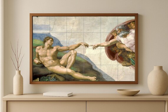 Mural de azulejos de la Creación de Adán de Miguel Ángel — vista 2