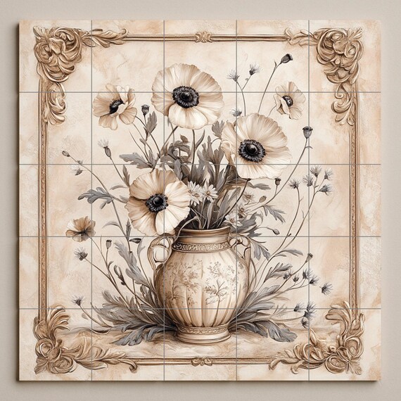 Elegante mural floral de cerámica — vista 4