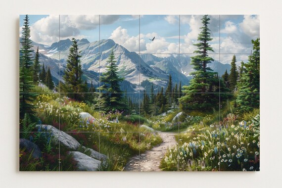 Mural de azulejos con flores silvestres alpinas — vista 2