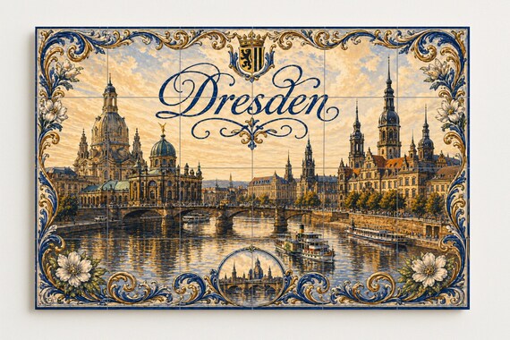 Mural de azulejos de cerámica de Dresde, Alemania, arte mural barroco de pais… — vista 2