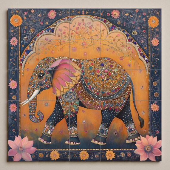 Mural cerámico de elefantes de la Real Jaipur — vista 3