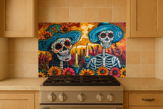 Mural romántico del Día de los Muertos