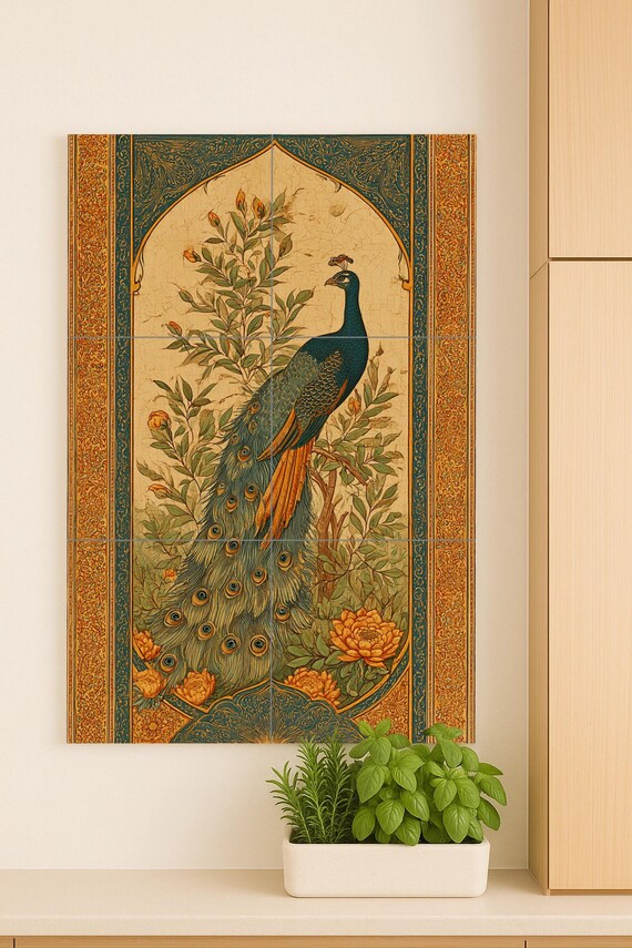 Mural cerámico de pavo real majestuoso — vista 4