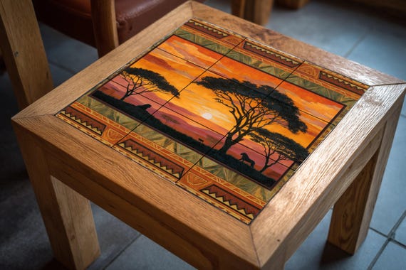 Mural de azulejos "Atardecer en la Sabana" — Mural cerámico de Cerámicas La Noria