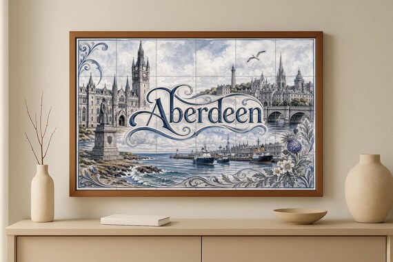 Mural de azulejos de cerámica de Aberdeen, arte mural costero escocés, decora… — vista 3