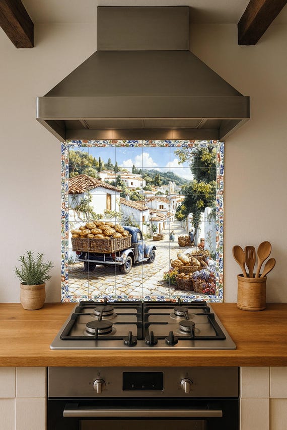 Mural cerámico de un pueblo del sur de Italia