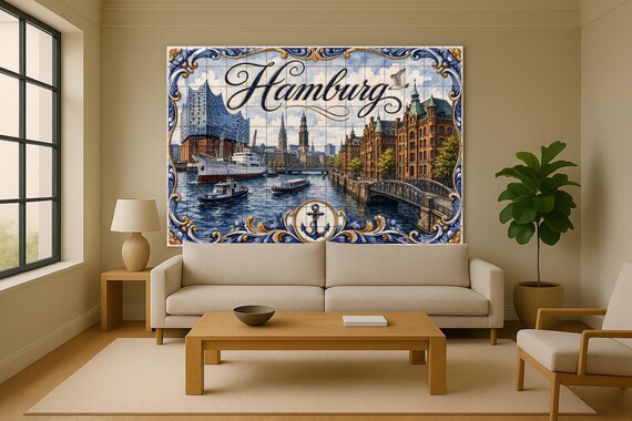 Mural de azulejos de cerámica de Hamburgo, Alemania, arte mural marítimo de l… — vista 2