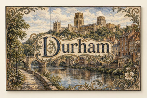 Mural de azulejos de cerámica de Durham, arte mural de la catedral de Durham,… — vista 4
