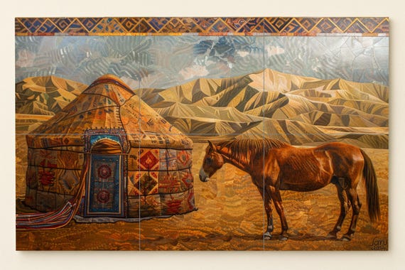 Mural de pared de yurta nómada — vista 3