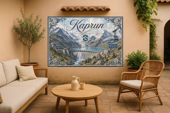 Mural de azulejos de cerámica de Kaprun, Austria — Mural cerámico de Cerámicas La Noria
