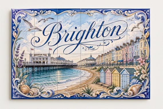 Mural de azulejos de cerámica de Brighton, arte mural del muelle de Brighton,… — vista 4