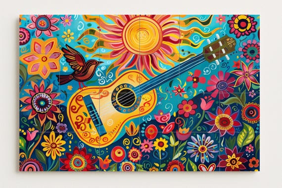 Mural de guitarra folklórica — vista 2