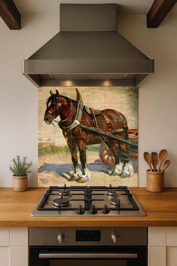 Mural de azulejos de caballo de tiro — vista 4
