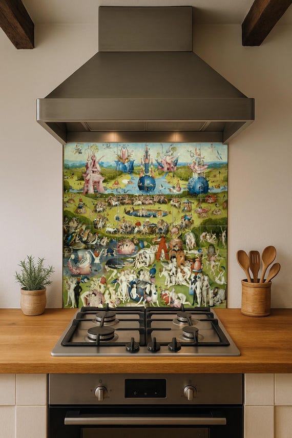Mural de azulejos del Jardín de las Delicias de El Bosco