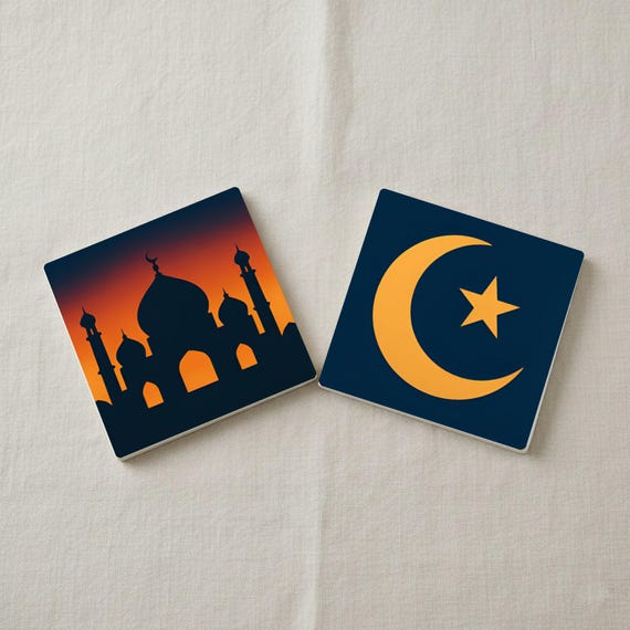 Para Eid Mubarak / Posavasos de azulejos para celebración islámica / D — vista 3