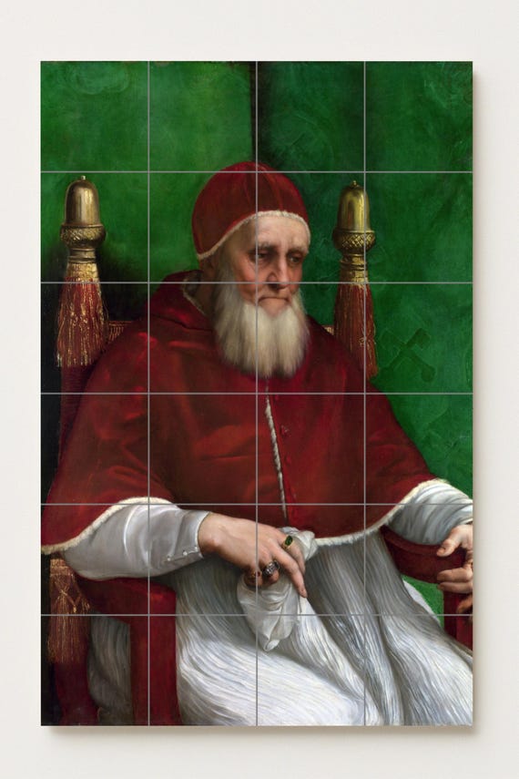 Mural de azulejos de cerámica con el retrato del Papa Julio II — vista 2