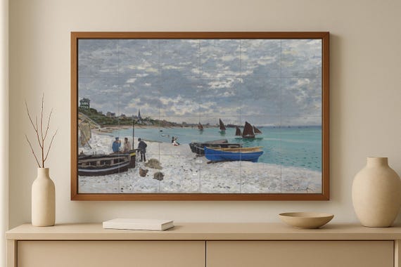 Mural de azulejos de cerámica en la playa de Sainte Adresse — vista 2