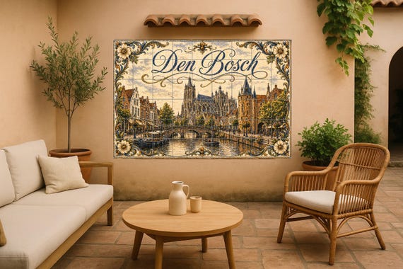 Mural de azulejos de cerámica de la catedral de San Juan de Den Bosch, Países…