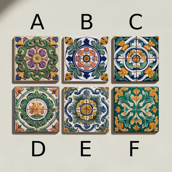 Italian Majolica Ceramic Coaster Set — vista 2