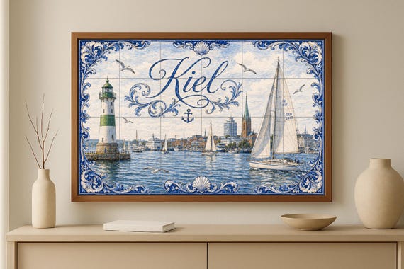 Mural de azulejos de cerámica de Kiel, arte mural del puerto del Mar Báltico,… — vista 3