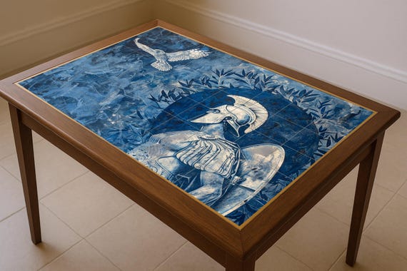 Mural de azulejos de guerrero espartano