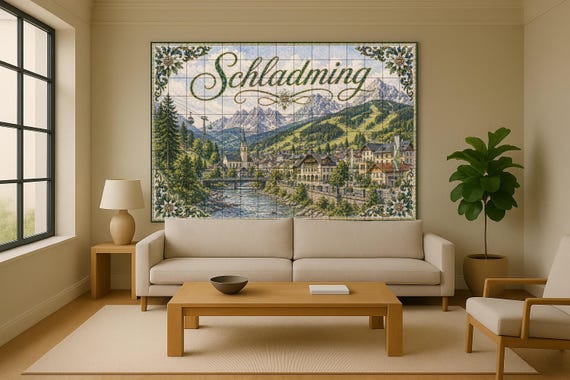 Mural de azulejos de cerámica de Schladming, Austria, decoración de pared con… — vista 2