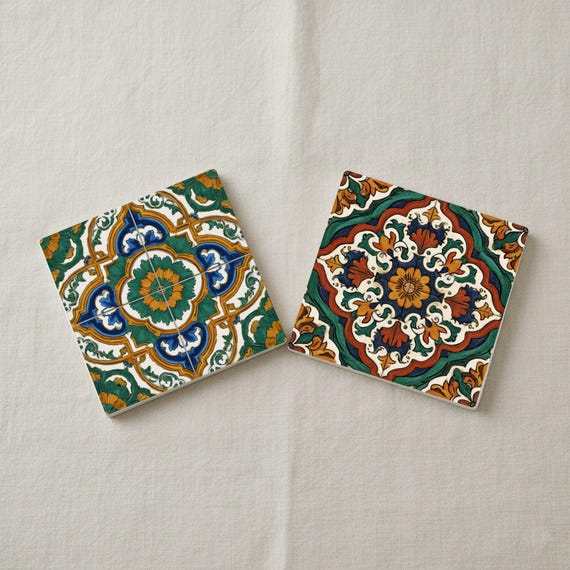 Talavera / Juego de posavasos de arte popular mexicano / Decoración co