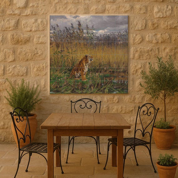 Mural de azulejos "Tigre entre los juncos" — vista 2