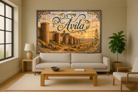 Mural de azulejos cerámicos medievales de Ávila, decoración de pared históric… — vista 2