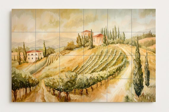 Mural de azulejos de viñedos de la Toscana — vista 2