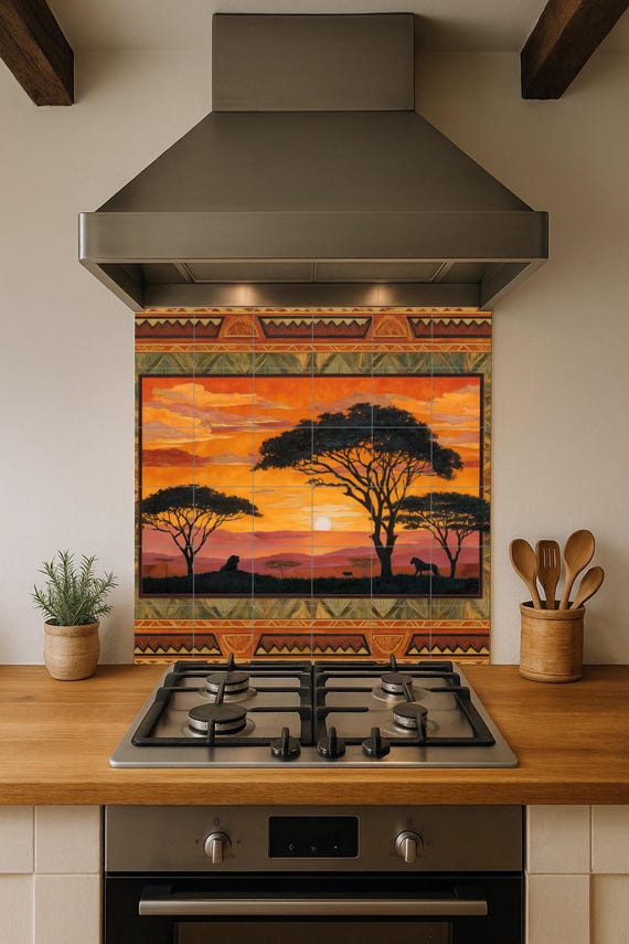 Mural de azulejos "Atardecer en la Sabana" — vista 3