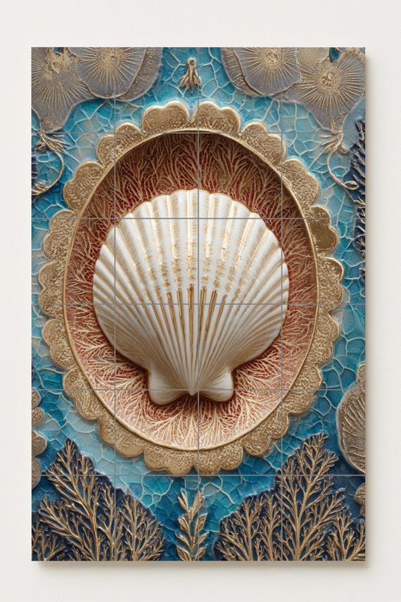 Armonía de conchas doradas y corales — vista 4