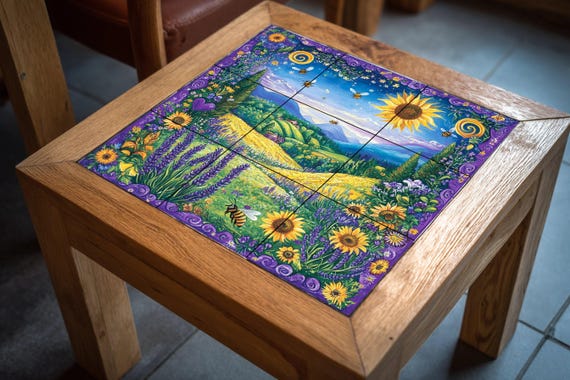Mural cerámico de girasoles y abejas — vista 4