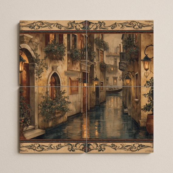 Mural de azulejos del canal veneciano