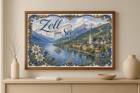 Mural de azulejos de cerámica de Zell am See, Austria — vista 2