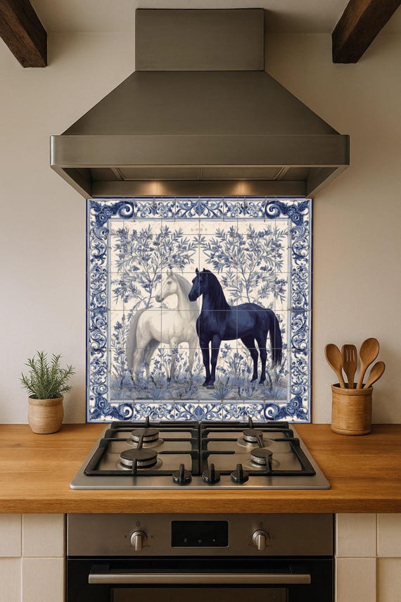 Mural de azulejos ecuestres — vista 3