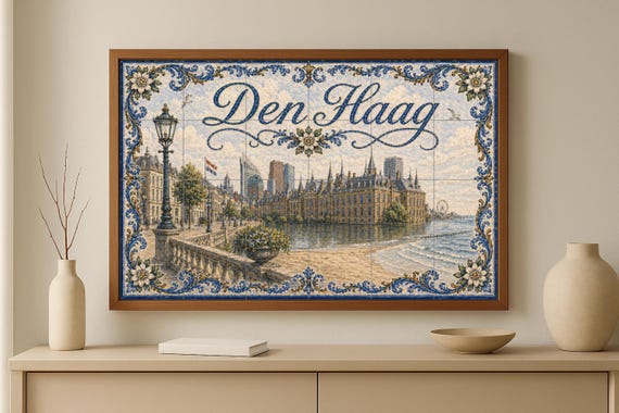 Mural de azulejos de cerámica de La Haya, Países Bajos, arte mural de ciudad … — vista 3