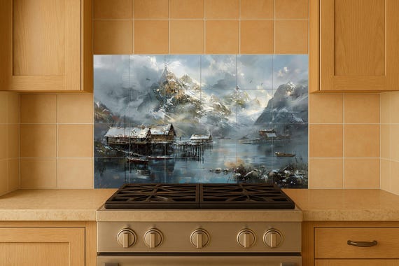 Mural de azulejos de invierno nórdico — vista 4